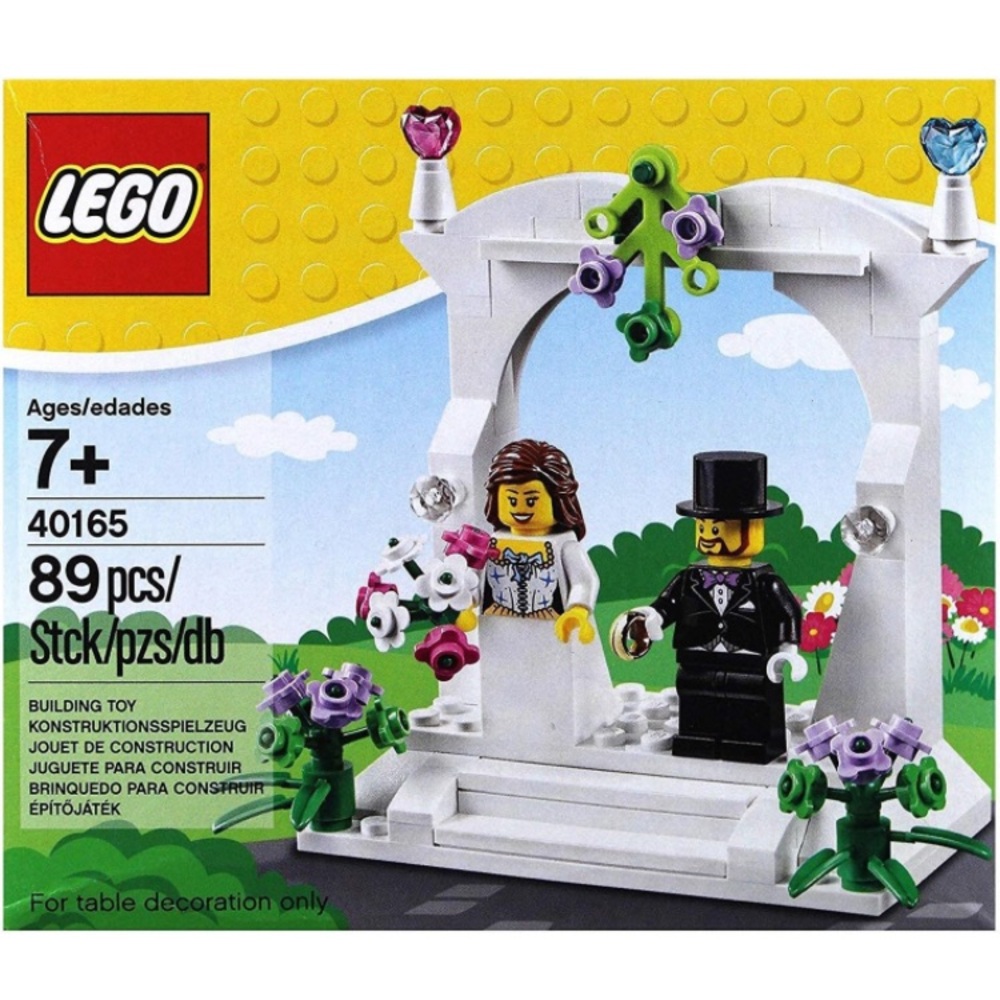 LEGO Wedding Favor Set White Dress Bride Black Suit Groom 40165 Cake Topper
